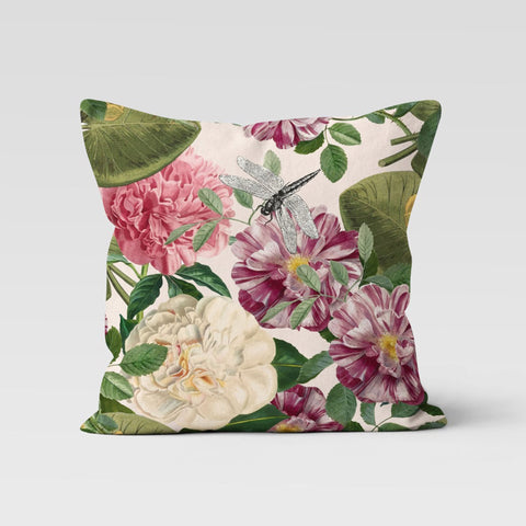 Pinky Floral Pillow Cover|Summer Cushion Case|Decorative Throw Pillowtop|Boho Bedding Decor|Housewarming Farmhouse Style Porch Pillow Case
