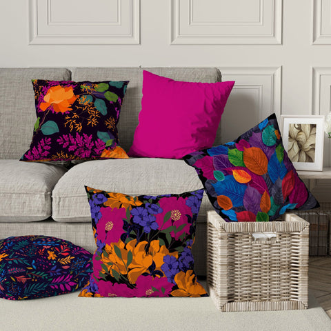 Purple Floral Pillow Cover|Summer Cushion Case|Decorative Throw Pillowtop|Boho Bedding Decor|Housewarming Farmhouse Style Pillow Case