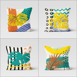 Tropical Leaves Pillow Case|Leaf Cushion Case|Modern Decorative Pillowtop|Plant Print Decor|Floral Farmhouse Cushion|Boho Bedding Pillow