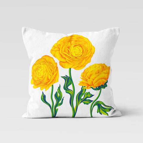 Yellow Blue Floral Pillow Cover|Rose Print Cushion Case|Decorative Throw Pillowcase|Summer Home Decor|Housewarming Cushion|Porch Pillow Top