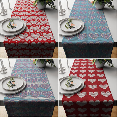Heart Table Runner|Romantic Tablecloth|Decorative Tabletop|V-Day Home Decor|Love Kitchen Decor|Housewarming Table Runner|Gift For Valentine