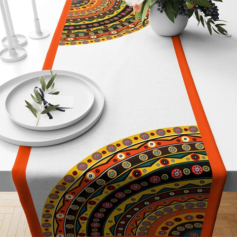 Rug Design Table Runner|Terracotta Southwestern Table Top|Kilim Home Decor|Authentic Rug Tabletop|Farmhouse Style Geometric Tablecloth