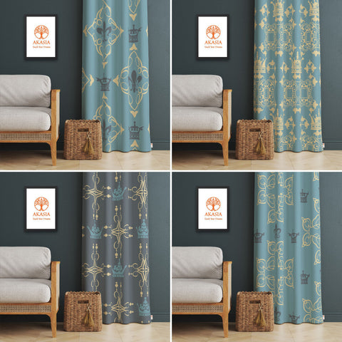 Abstract Geometric Curtain|Thermal Insulated Crown Window Curtain|Decorative Stylish Living Room Curtain|Housewarming Bohemian Window Decor