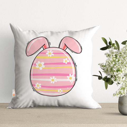 Easter Egg Pillow Cover|Bunny Ear Cushion Case|Bunny Pillowtop|Egg Print Pillowcase|Spring Trend Throw Pillowcase|Outdoor Cushion Case