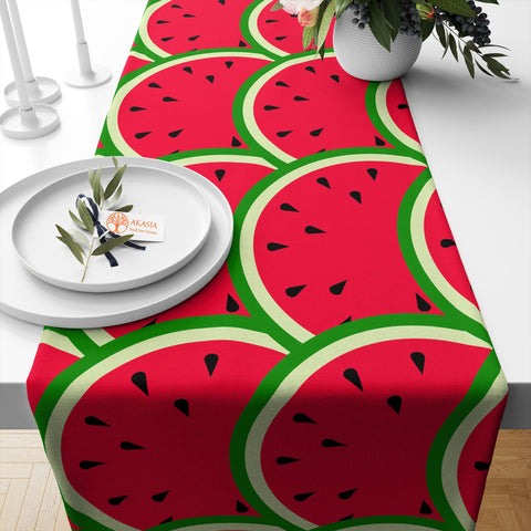 Watermelon Table Runner|Fruit Print Tablecloth|Decorative Tabletop|Plaid Home Decor|Farmhouse Kitchen Decor|Housewarming Fruit Table Runner