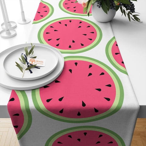Watermelon Table Runner|Fruit Print Tablecloth|Decorative Tabletop|Plaid Home Decor|Farmhouse Kitchen Decor|Housewarming Fruit Table Runner