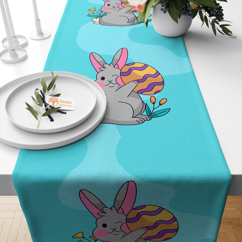 Bunny Table Runner|Spring Tablecloth|Decorative Bunny Tabletop|Easter Home Decor|Farmhouse Kitchen Decor Gift|Housewarming Table Runner