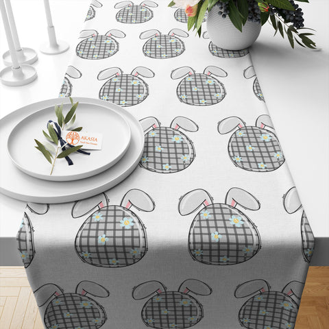 Easter Table Runner|Spring Tablecloth|Decorative Bunny Tabletop|Easter Egg Decor|Farmhouse Kitchen Decor Gift|Housewarming Table Runner