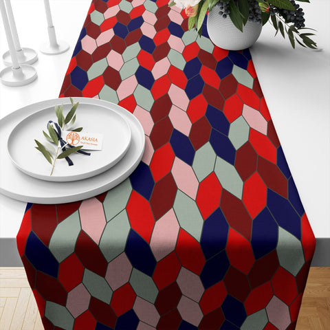 Geometric Table Runner|Abstract Tablecloth|Decorative Tabletop|Modern Home Decor|Farmhouse Kitchen Decor Gift|Housewarming Table Runner