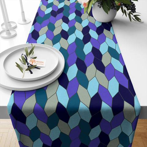 Geometric Table Runner|Abstract Tablecloth|Decorative Tabletop|Modern Home Decor|Farmhouse Kitchen Decor Gift|Housewarming Table Runner