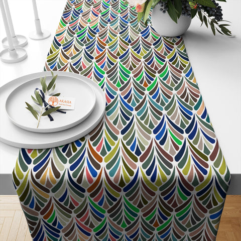 Abstract Geometric Table Runner|Boho Tablecloth|Decorative Tabletop|Stylish Home Decor|Farmhouse Kitchen Decor|Housewarming Table Runner