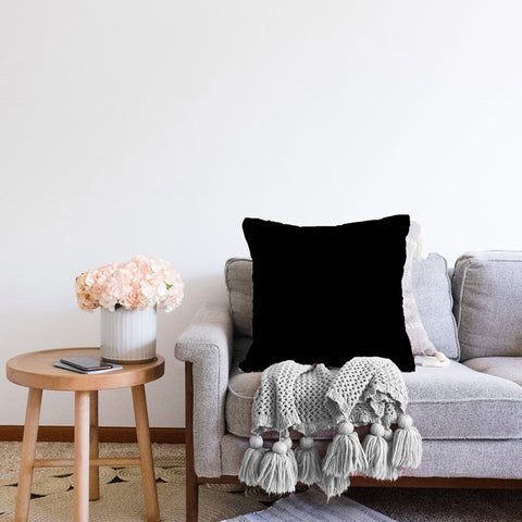 Plain Color Pillow Cover|Black Color Cushion Case|Decorative Pillowtop|Boho Bedding Decor|Gray Pillowcase|Outdoor Cushion Case|Throw Pillow