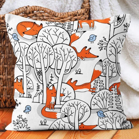 Kids Pillow Cover|Train Print Decorative Pillow Case|Galaxy Cushion Case|Fox Pillowcase|Housewarming Kid Cushion|Colorful Throw Pillowtop