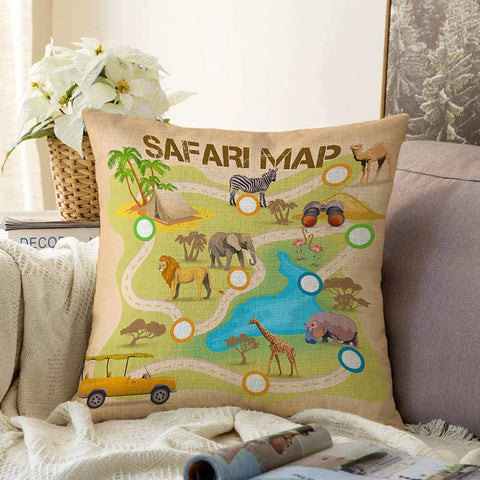 Kids Pillow Cover|Animal Print Cushion Case|Safari Pillowcase|Boho Bedding Decor|Owl Print Pillowtop|Kid Cushion Case|Sofa Throw Pillow