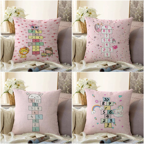 Kids Pillow Cover|Hopscotch Cushion Case|Colorful Kid Room Pillow|Boho Bedding Decor|Animal Pillowtop|Kid Cushion Case|Sofa Throw Pillowcase