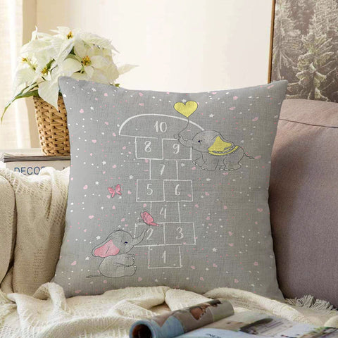 Kids Pillow Cover|Hopscotch Pillowcase|Animal Kid Room Pillow|Boho Bedding Decor|Colorful Pillowtop|Kid Cushion Case|Sofa Throw Pillowcase