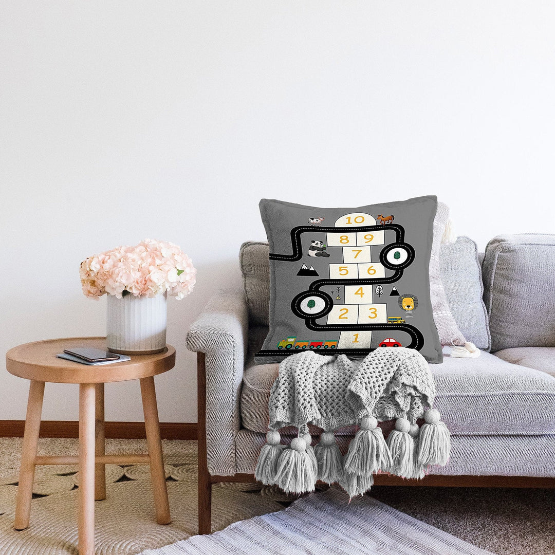 Kids Pillow Cover|Hopscotch Pillowcase|Animal Kid Room Pillow|Boho Bedding Decor|Colorful Pillowtop|Kid Cushion Case|Sofa Throw Pillowcase