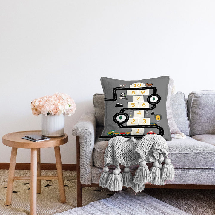 Kids Pillow Cover|Hopscotch Pillowcase|Animal Kid Room Pillow|Boho Bedding Decor|Colorful Pillowtop|Kid Cushion Case|Sofa Throw Pillowcase