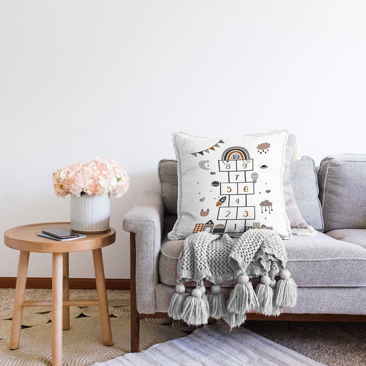 Kids Pillow Cover|Hopscotch Pillowcase|Animal Kid Room Pillow|Boho Bedding Decor|Colorful Pillowtop|Kid Cushion Case|Sofa Throw Pillowcase