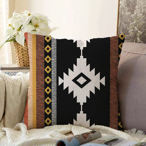 Rug Design Pillow Cover|Aztec Home Decor|Terracotta Southwestern Cushion Case|Ethnic Farmhouse Cushion Cover|Decorative Geometric Pillowtop