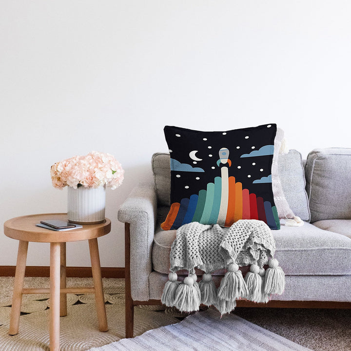 Kids Pillow Cover|Space Print Cushion Case|Kids Room Pillowcase|Boho Bedding Decor|Astronaut Pillowtop|Kid Cushion Case|Porch Throw Pillow
