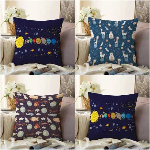 Planet Pillow Cover|Space Print Cushion Case|Kids Room Pillowcase|Air Balloon Pillowtop|Animal Pillowtop|Kid Cushion Case|Sofa Throw Pillow