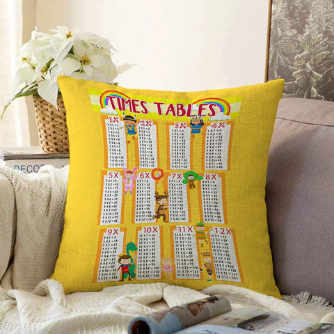 Kids Pillowcase|Multiplication Table Cushion Case|Educational Times Tables Pillow|Decorative Pillowtop|Kid Cushion Case|Sofa Throw Pillow