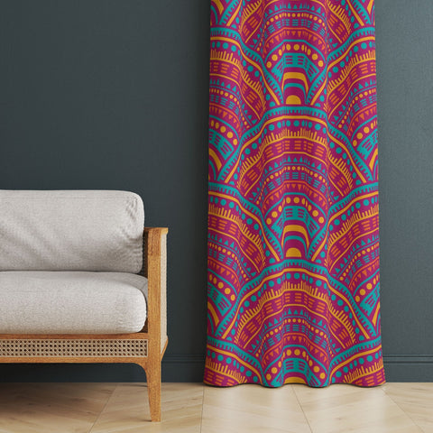 Boho Abstract Curtain|Thermal Insulated Panel Window Curtain|Decorative Authentic Living Room Curtain|Housewarming Bohemian Window Decor