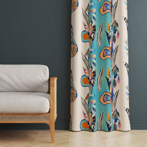 Abstract Curtain|Thermal Insulated Boho Panel Window Curtain|Decorative Tulip Print Living Room Curtain|Housewarming Bohemian Window Decor
