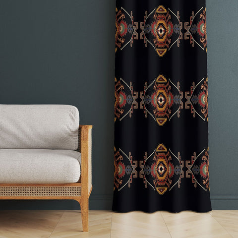 Southwestern Curtain|Thermal Insulated Rug Design Panel Window Curtain|Ethnic Aztec Living Room Curtain|Terracotta Bohemian Window Decor