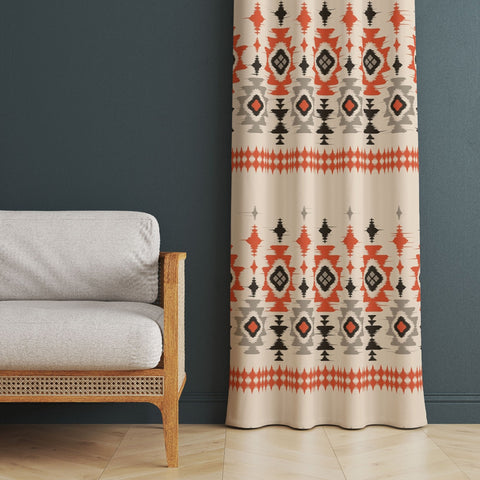 Rug Design Curtain|Thermal Insulated Southwestern Panel Window Curtain|Ethnic Aztec Living Room Curtain|Geometric Bohemian Window Decor