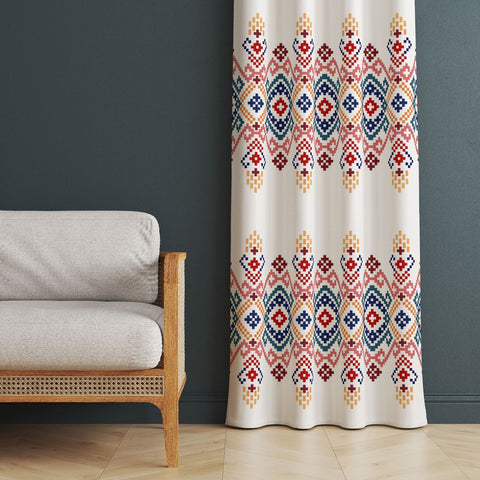 Rug Design Curtain|Thermal Insulated Southwestern Panel Window Curtain|Ethnic Aztec Living Room Curtain|Geometric Bohemian Window Decor