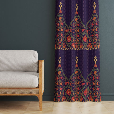Decorative Curtain|Ethnic Print Thermal Insulated Window Curtain|Rug Design Living Room Curtain|Abstract Tribal Authentic Window Decor