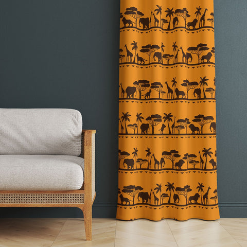 African Boho Curtain|Thermal Insulated Tribal Panel Window Curtain|Safari Print Living Room Curtain|Abstract Design Authentic African Decor