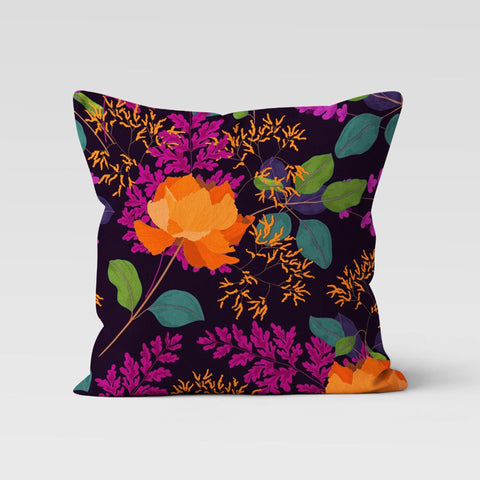 Purple Floral Pillow Cover|Summer Cushion Case|Decorative Throw Pillowtop|Boho Bedding Decor|Housewarming Farmhouse Style Pillow Case