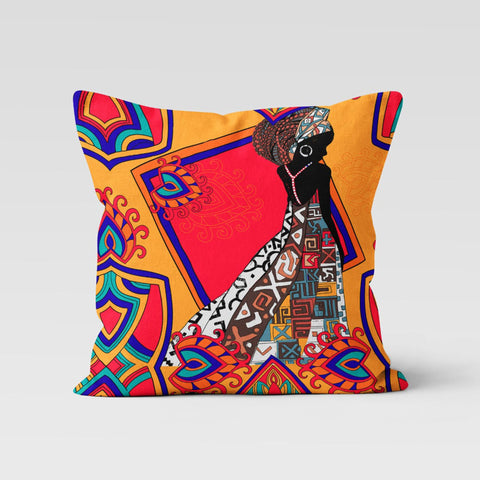 African Women Pillow Cover|Rustic Cushion Case|Decorative Cushion Cover|Ethnic Home Decor|Authentic Home Decor|African Themed Cushion Cover