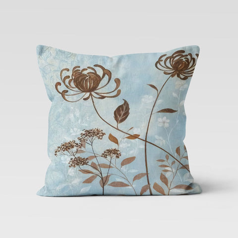 Pastel Color Floral Pillow Cover|Summer Pillow Case|Decorative Throw Pillowtop|Floral Home Decor|Farmhouse Style Light Turquoise Cushion