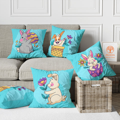 Bunny Pillowtop|Easter Pillow Cover|Easter Cushion Case|Egg Print Pillowcase|Boho Bedding Decor|Spring Throw Pillowcase|Outdoor Cushion Case