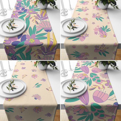 Floral Table Runner|Abstract Flower Tablecloth|Decorative Tabletop|Summer Home Decor|Farmhouse Kitchen Decor|Housewarming Dining Table Cloth