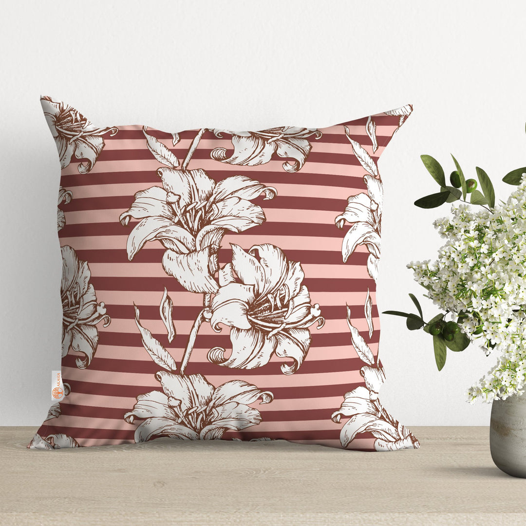 Floral Pillow Cover|Summer Trend Cushion Case|Pale Color Flower Home Decor|Heartwarming Floral Striped Cushion Case|Spring Throw Pillowcase