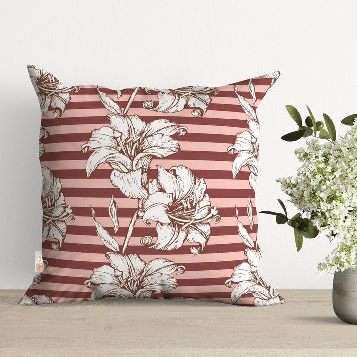 Floral Pillow Cover|Summer Trend Cushion Case|Pale Color Flower Home Decor|Heartwarming Floral Striped Cushion Case|Spring Throw Pillowcase