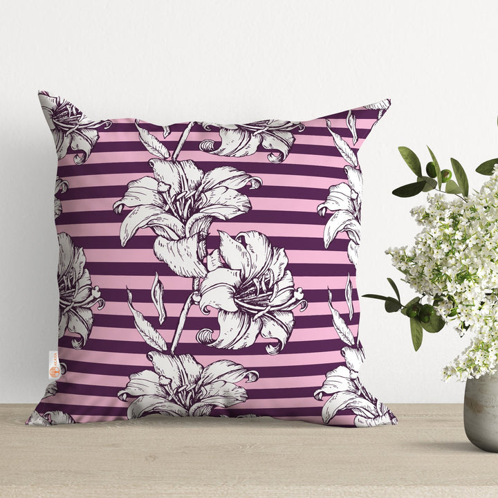 Floral Pillow Cover|Summer Trend Cushion Case|Pale Color Flower Home Decor|Heartwarming Floral Striped Cushion Case|Spring Throw Pillowcase