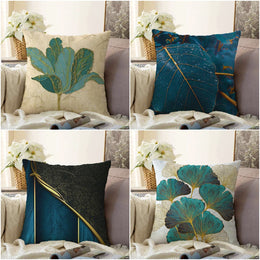 Emerald Pillow Cover|Blue Leaf Cushion Case|Summer Home Decor|Farmhouse Cushion Cover|Decorative Floral Pillowtop|Spring Sofa Pillow Case