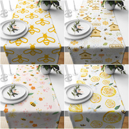 Bee Table Runner|Bee Honey Runner|Farmhouse Bee Print Tabletop|Decorative Stylish Tabletop|Lemon Table Runner|Housewarming Table Decor