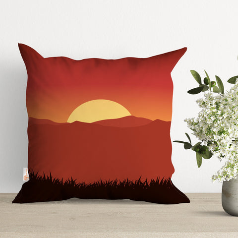 Sunset Pillow Cover|Deer Print Pillowtop|Landscape Cushion Case|Boho Bedding Decor|Modern Pillowcase|Outdoor Cushion Case|Sofa Throw Pillow