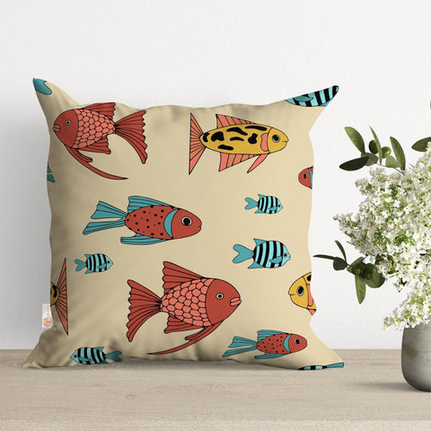 Fish Pillow Cover|Nautical Cushion Case|Summer Pillowtop|Beach House Decor|Cozy Pillowcase|Outdoor Cushion Case|Decorative Sofa Throw Pillow
