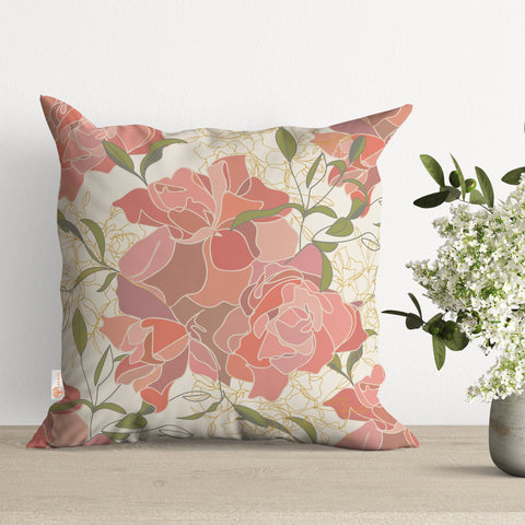 Floral Pillow Cover|Summer Trend Cushion Case|Pale Color Flower Home Decor|Heartwarming Floral Striped Cushion Case|Spring Throw Pillowcase