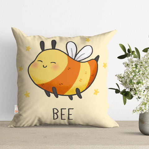 Honey Pillow Cover|Bee Cushion Case|Bear and Honey Pillowcase|Decorative Pillowtop|Boho Bedding Decor|Outdoor Cushion Case|Kids Throw Pillow