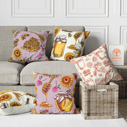 Honey Bee Pillow Cover|Honeycomb Pillowcase|Bee Cushion Case|Decorative Pillowtop|Animal Home Decor|Outdoor Cushion Case|Sofa Throw Pillow