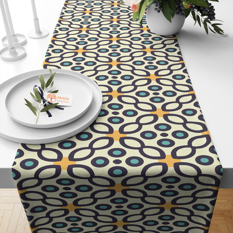 Mid Century Table Runner|Abstract Geometric Tablecloth|Boho Print Modern Home Decor|60&